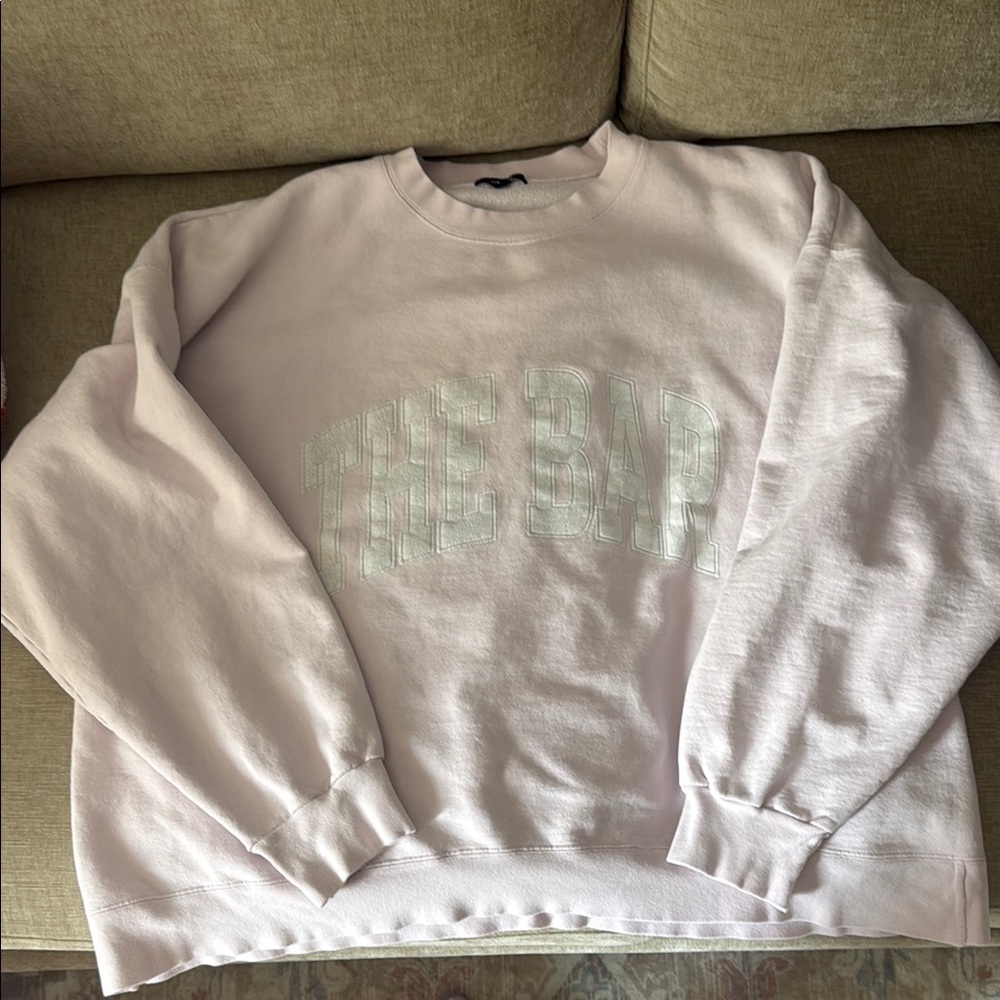The Bar Pale Pink Crewneck Sweatshirt with Arched Logo